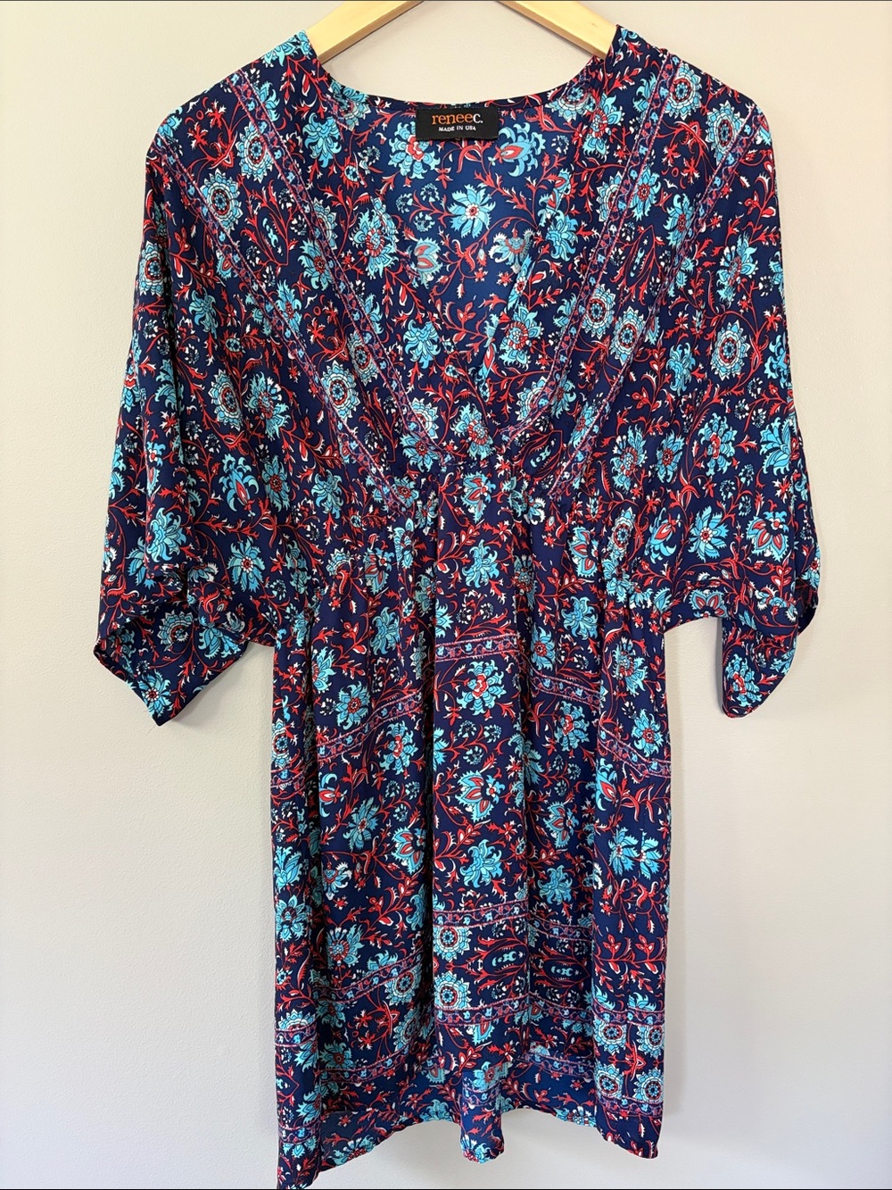 Renee C Boho V Neck Tunic Top Mini Dress Large Floral Stitch Fix